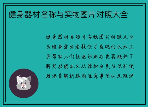 健身器材名称与实物图片对照大全
